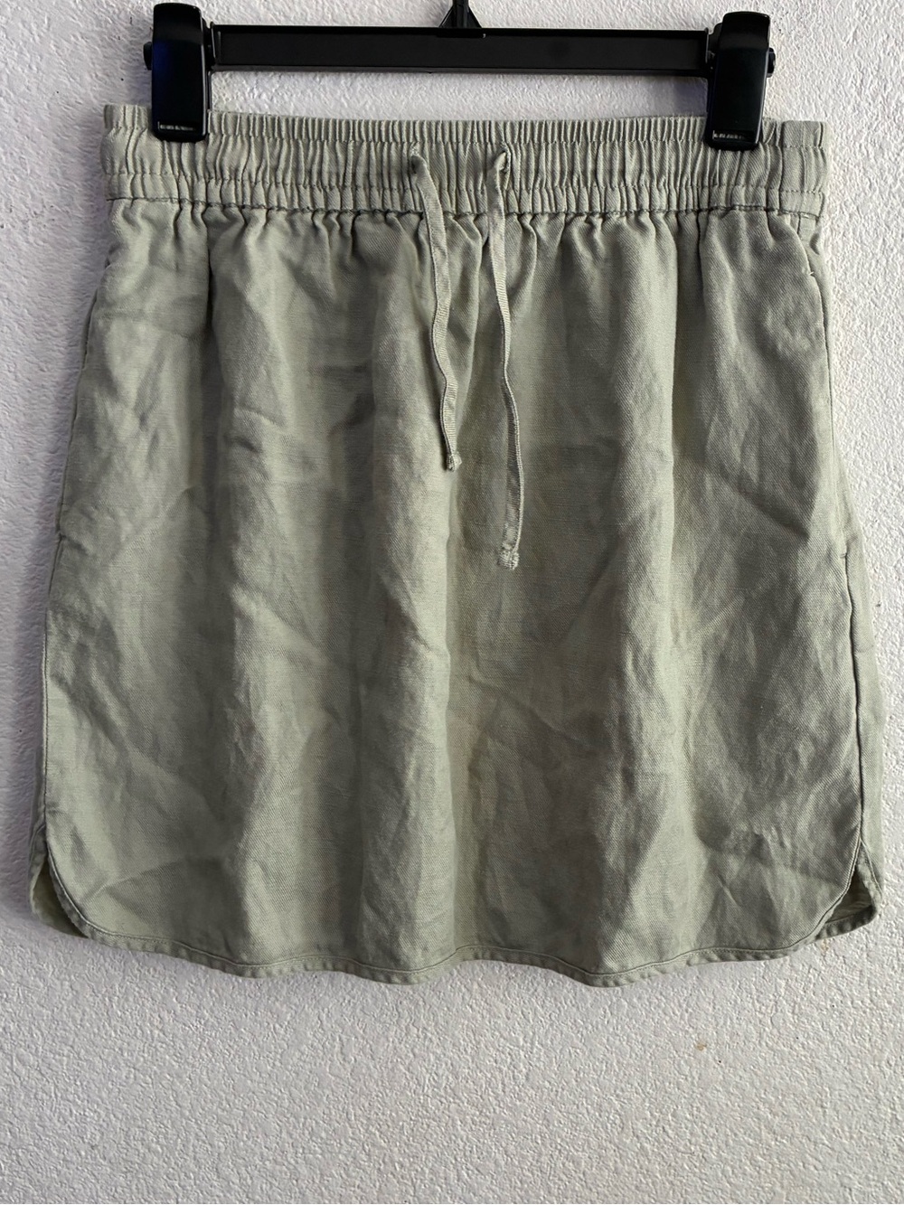 Madewell Sage Green Linen Blend Elastic Waist Skirt S - Picture 3 of 11